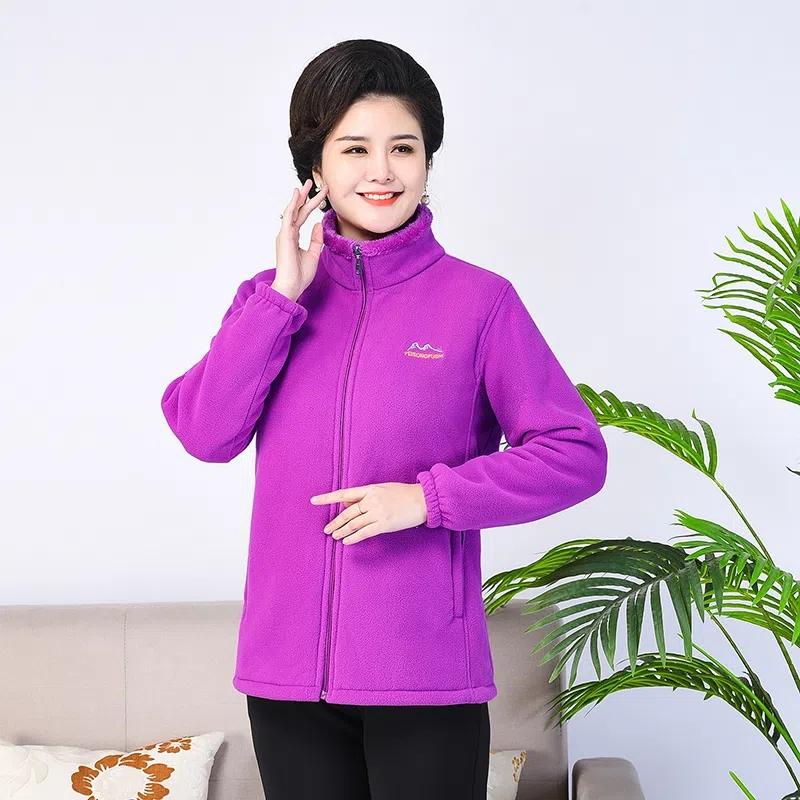 Осенняя куртка для мам из кораллового бархата с воротником-стойкой, зимнее утепленное тонкое теплое пальто, повседневные женские толстовки на молнии, топы