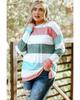 Azura Exchange Green Plus Size Colorblock Pullover Top