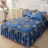 Floral Printed Bedspread Bedskirts Set 3PCS Bed Fitted Sheet With 2 Pillowcases Soft Breathable Bed Mattress Cover Protector Mat