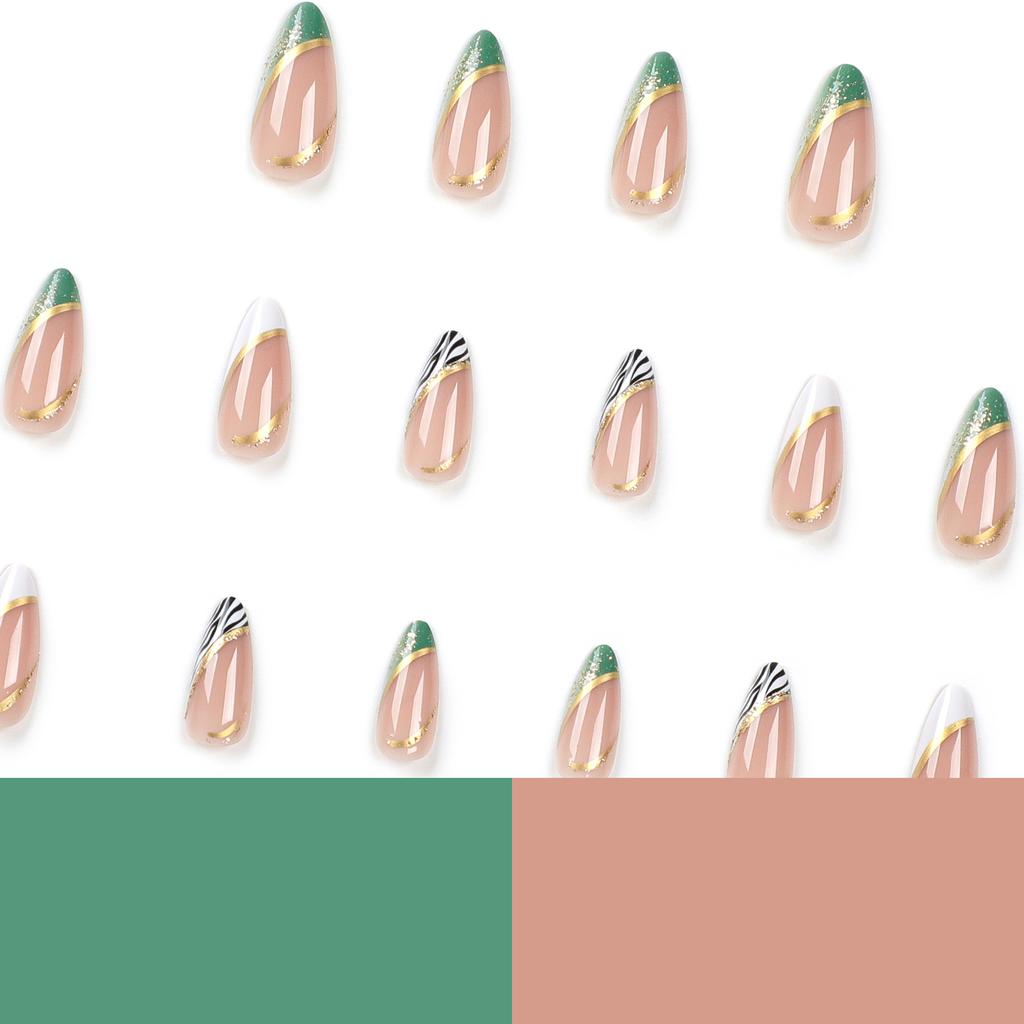 24 шт. миндальный ноготь накладные ногти маникюр французский маникюр ногти