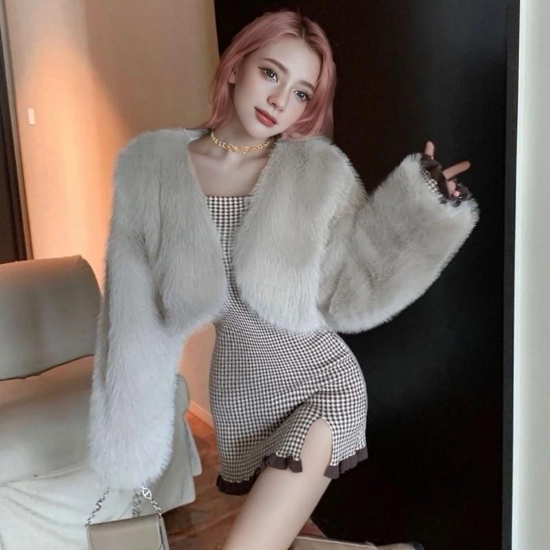 Womens Short Faux Fur Coat Winter Fluffy Jacket 5 Colors Casual Warm Outerwear