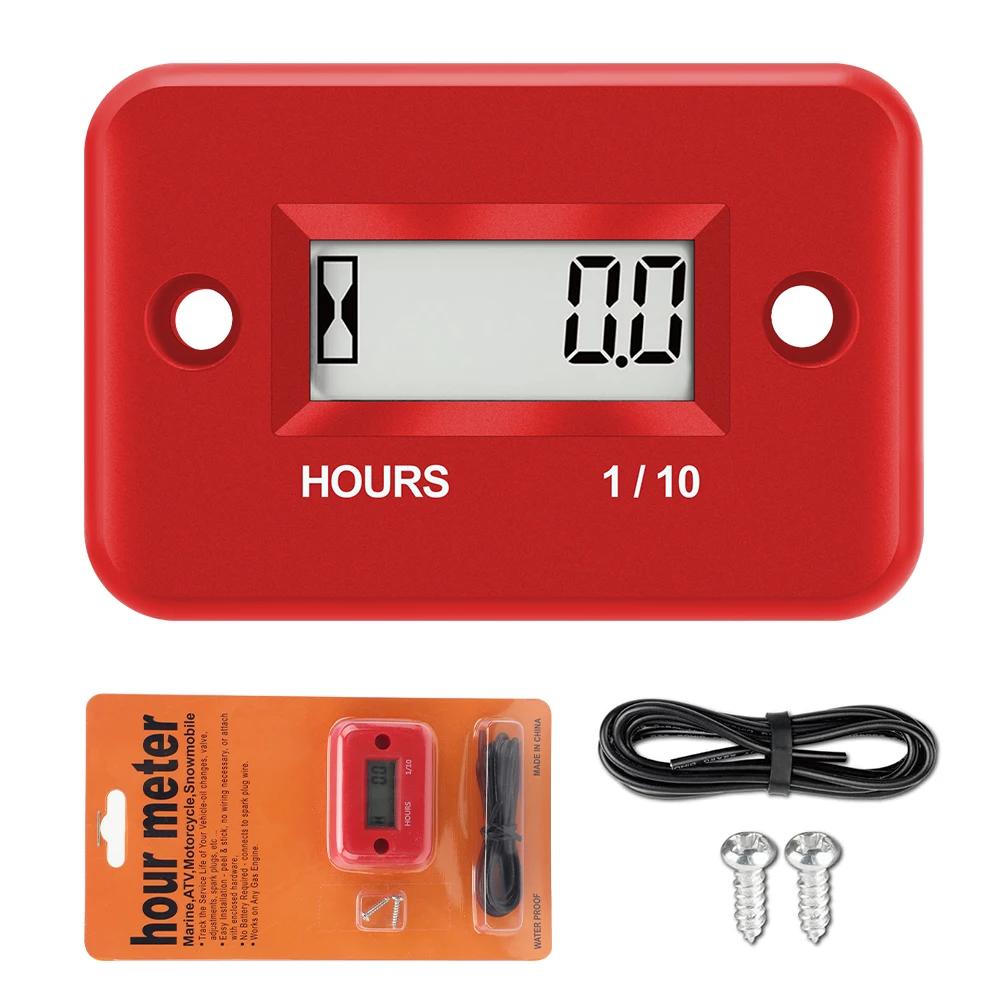 Портативный цифровой индуктивный тахометр счетчик моточасов для автомобиля, лодки, квадроцикла, мотоцикла, снегохода, бензинового, лыжного, грязевого, газового двигателя