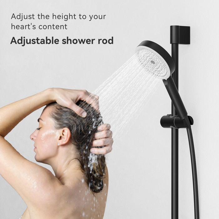 Barre de douche - DERW - Max - Noir - Acier inoxydable 201 - Diamètre 22mm - Installation facile