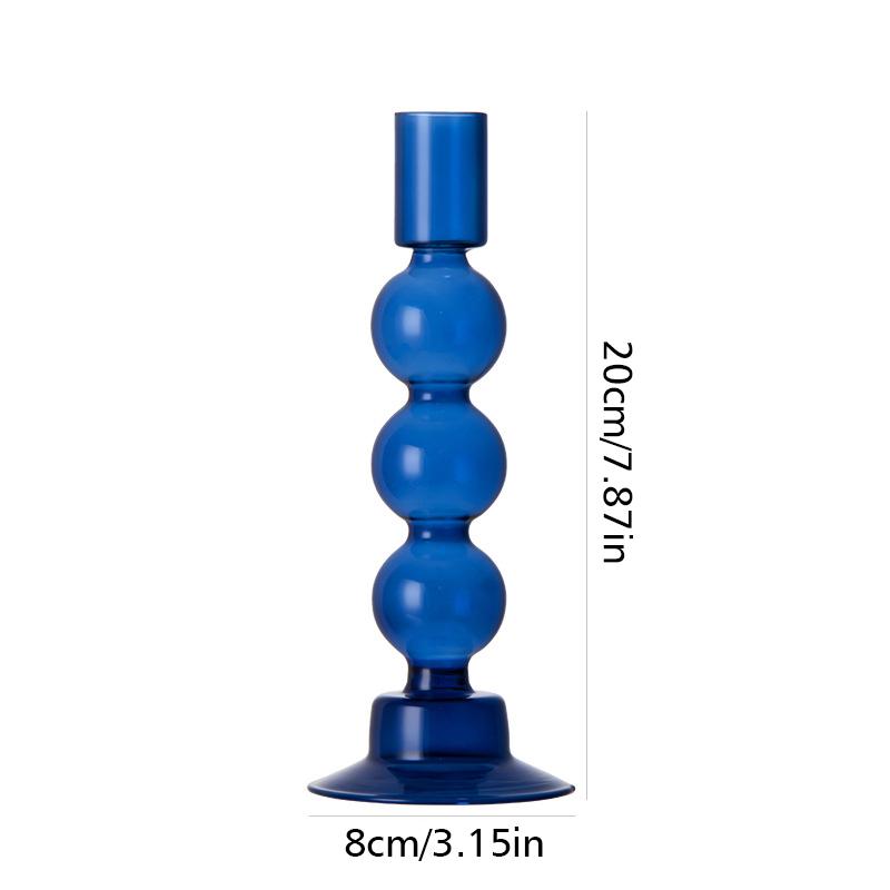 1PC Glass Candlestick Home Decoration Hydroponic Vase For Party Wedding Birthday Candle Stand Glass Crafts 20X8cm