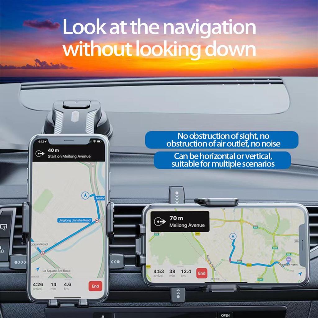 2024 Car Mobile Phone Holder, Instrument Navigation Mount with Automatic Lock and Suction Cup.