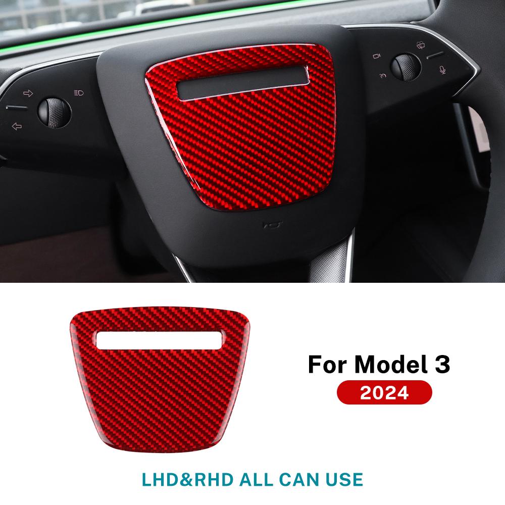 Real Soft Carbon Fiber Interior Trim Sticker For Tesla Model 3 Highland 2025 Car Steering Wheel Reading Audio Panel Accessories