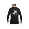 Nike Основная футболка с логотипом Dri-Fit, быстросохнущая, дышащая, с круглым вырезом, с длинным рукавом, мужская, топы, черная, HQ4736010