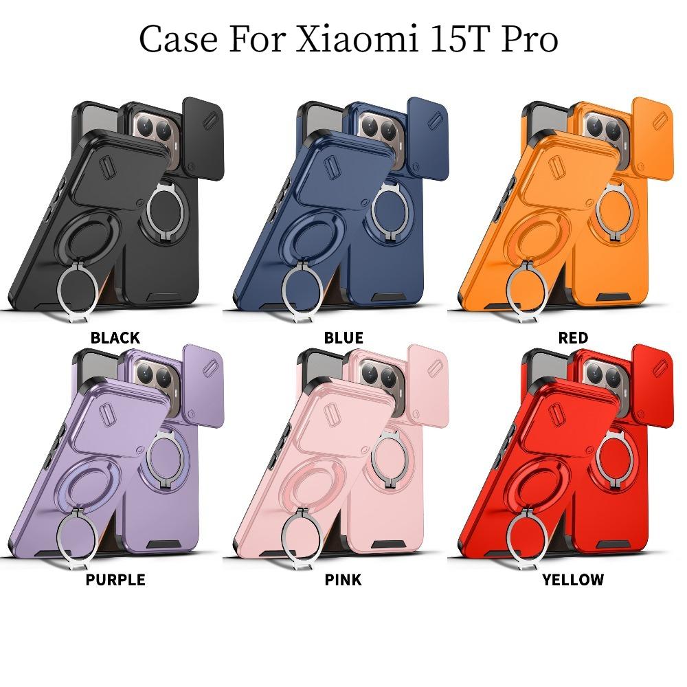 Новый чехол-держатель с магнитом Armor для Xiaomi 15T 14T Pro Poco F7 X7 X6 Pro M7 C71 C75 F7 Ultra 5G Слайдер Защитная крышка для камеры