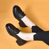 Autumn 2024 New British Style Work Small Leather Shoes Thick Heel Single Shoes Round Head Soft Sole Black Loafers
