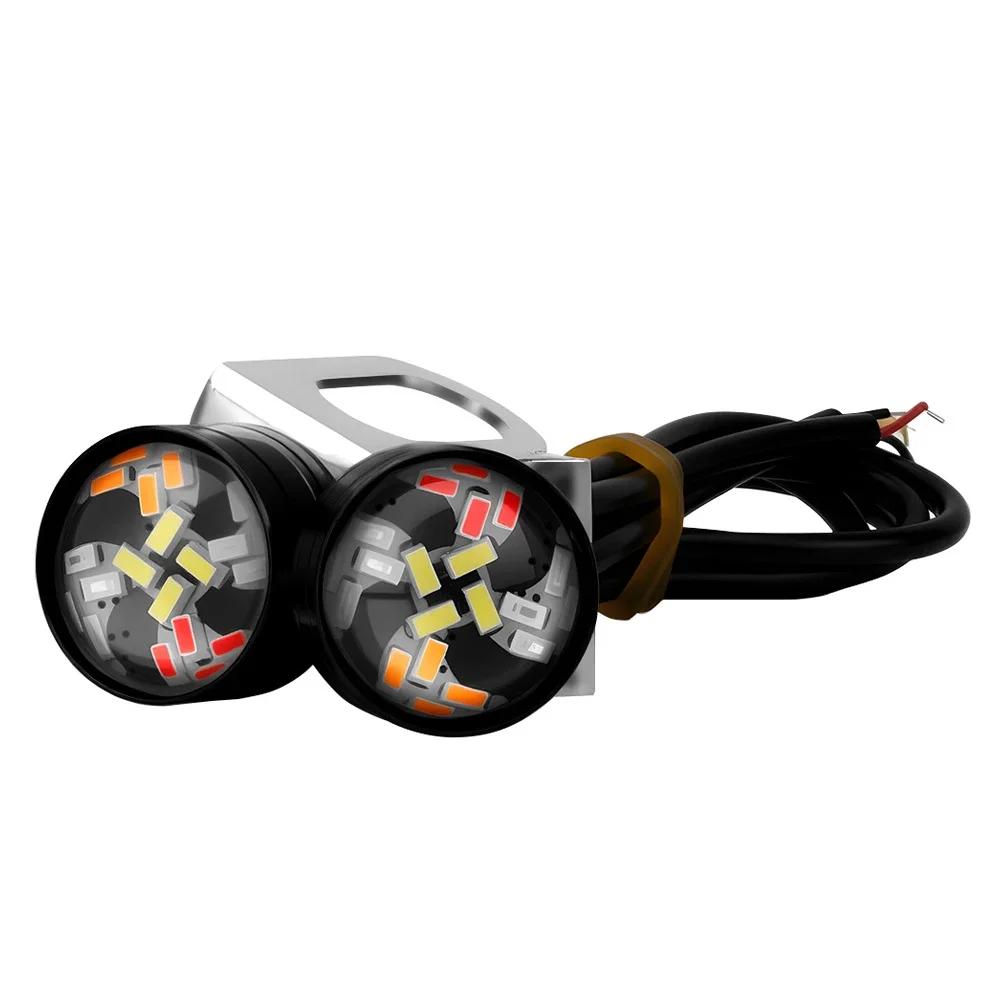 2 шт. Светодиодный RGB стробоскоп 12 В Мотоциклетный светодиод «Глаз орла» Многоцветный стробоскоп Предупреждающий световой сигнал тормоза Водонепроницаемый дизайн крепления на зеркало