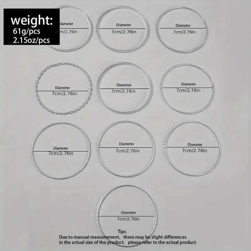 Повседневная модная золотая простая и универсальная женская мода браслет серебряный резной текстурный браслет комбинация 10 шт./набор простые ювелирные изделия