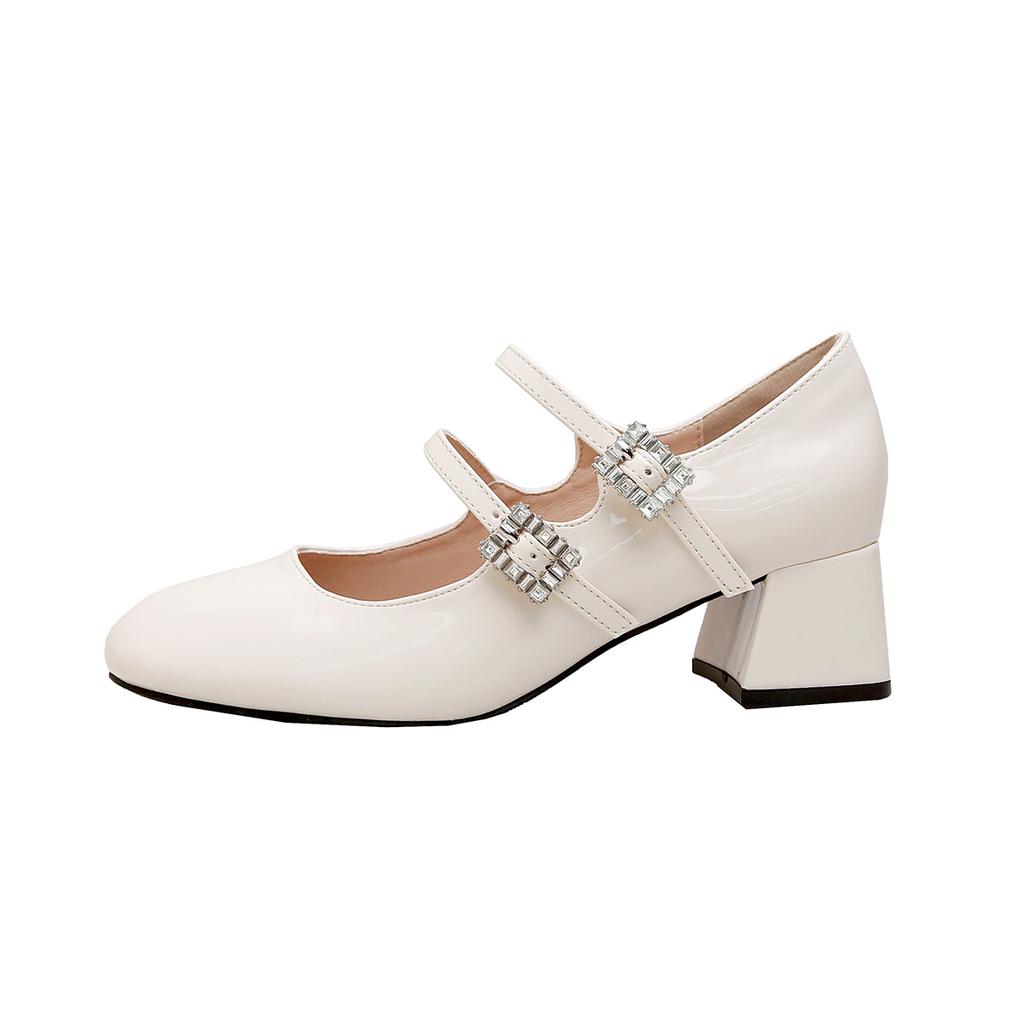 Mary Jane Shoes Women's Word with Thick Heels Single Shoes Women's Silver High Heels