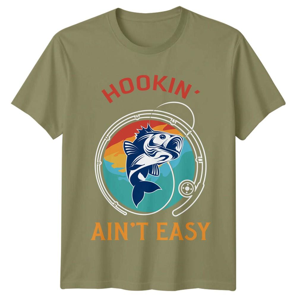 Hookin Aint Easy Fishing Hobby Unisexs TShirt Graphic Tee