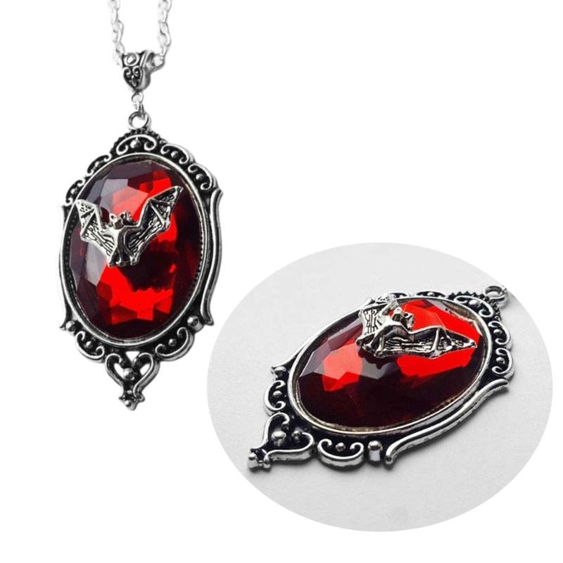 Bat Glass Pendant Necklaces Small Bat Pendnat Necklaces Halloween Pendant Choker Jewelry Party Jewelry for Men Women