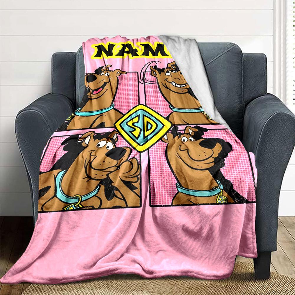 Scooby Doo Comic Style Portrait Cozy Customizable Blanket Personalized Text Soft Cozy Throw For Sofa Couch Office Bed Picnics Allseason Use Modern