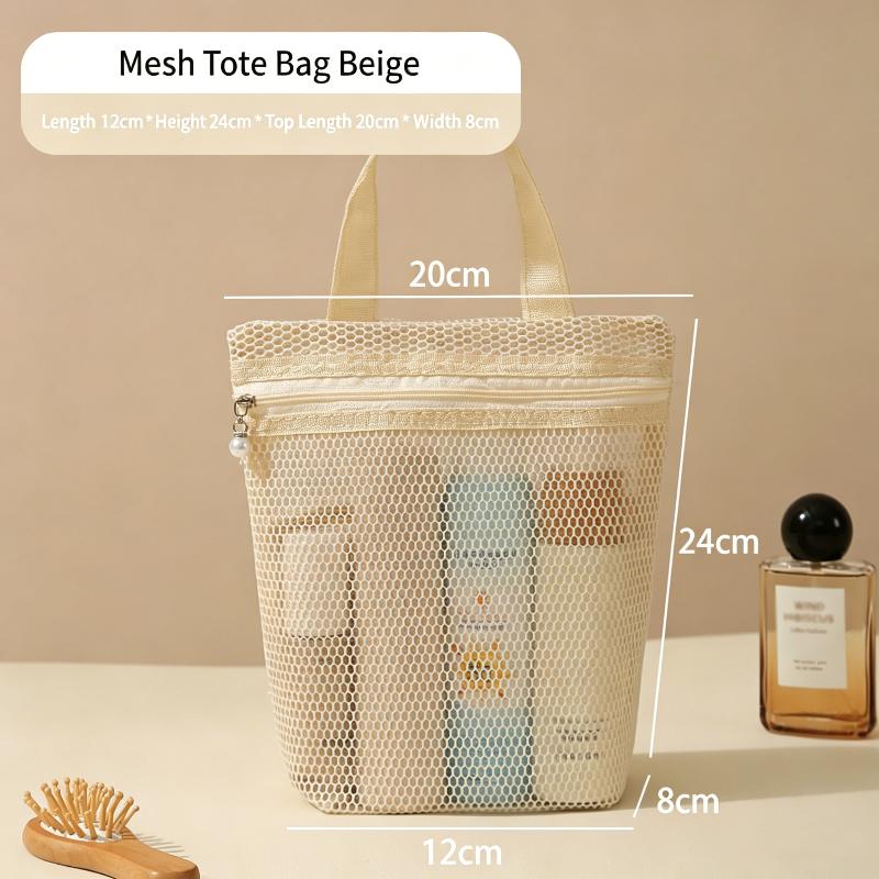 Travel Toiletry Bag - Large Capacity Mesh Fabric Breathable Storage Bag For Miscellaneous Items - Visible Makeup Bag - Drawstrin