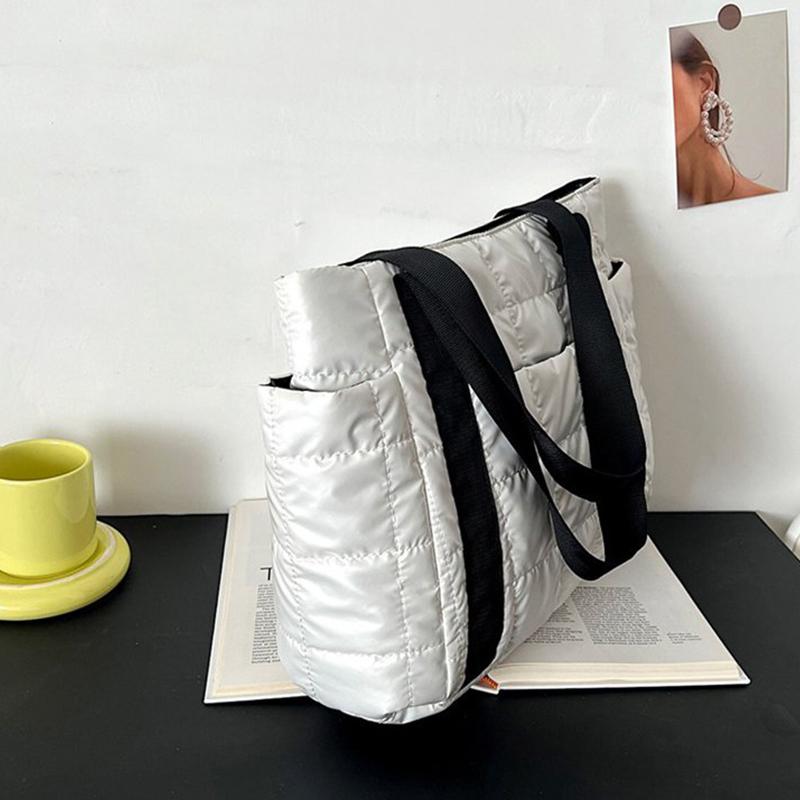 Модная нейлоновая стеганая сумка с мягкой подкладкой для женщин, сумка через плечо из космического хлопка, мягкая пушистая сумочка, женский шоппер, сумка под мышку KTY