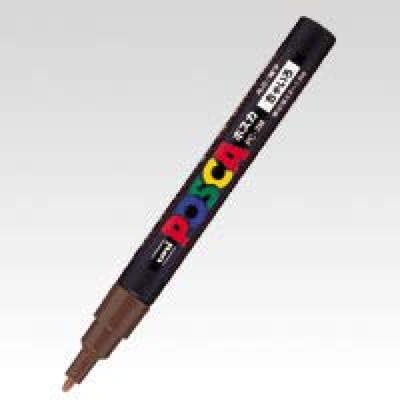 Набор из 2 круглых маркеров Mitsubishi Pencil Posca с тонким наконечником, Свинцовый, Коричневый, PC-3M.21,