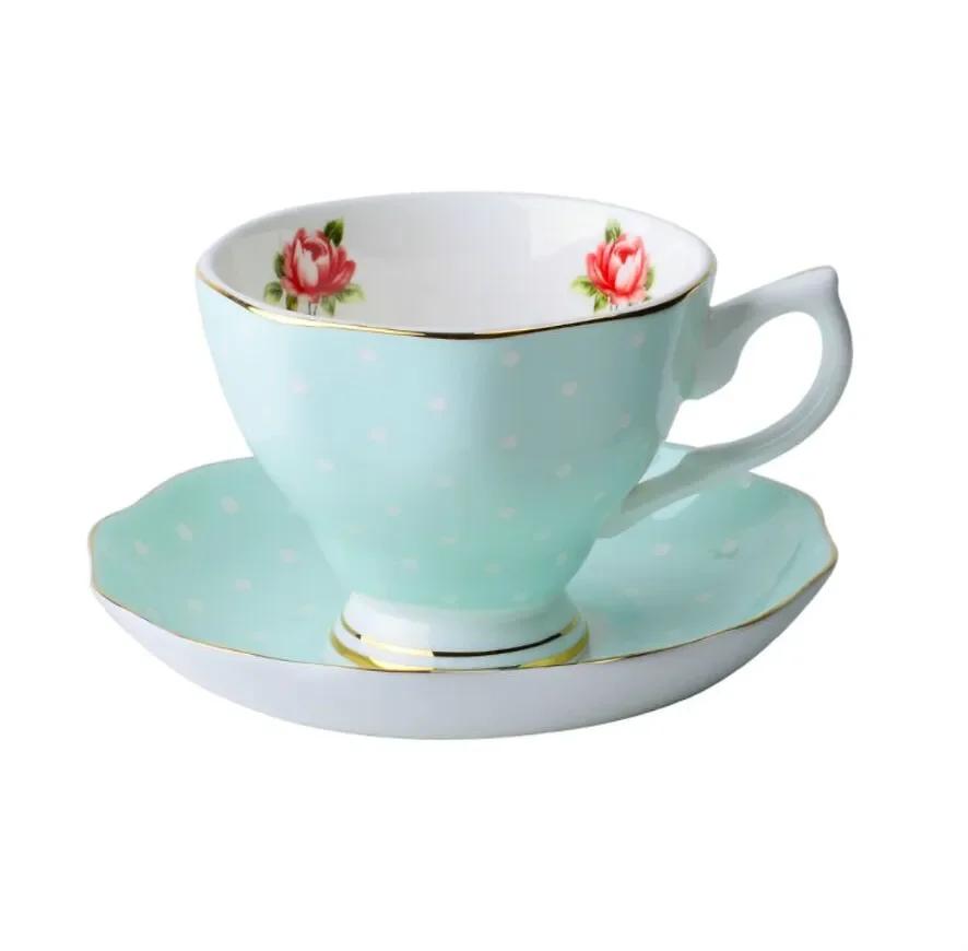 Bone China Coffee Cup Spoon Saucer Set English Afternoon Tea Cup Coffeeware 170ml Porcelain Cup and Saucer for Coffee