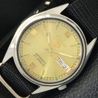 ВИНТАЖНЫЕ МУЖСКИЕ ЧАСЫ SEIKO 5 AUTOMATIC 7S26A ЯПОНИЯ С ЗОЛОТИСТЫМ ЦИФЕРБЛАТОМ a702625-1