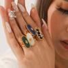 Евро-американский стиль 18K золото нержавеющая сталь инкрустированный натуральный камень белая перламутр открытое кольцо, титаний легкой роскоши