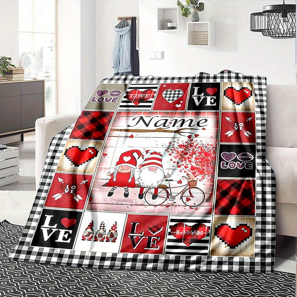 Home Love Heart Gnome Theme Blanket Fashion Home Gift Used For Chair Office Sofa Bed Camping Soft And Warm Giving Friends And Relatives Birthday Gifts