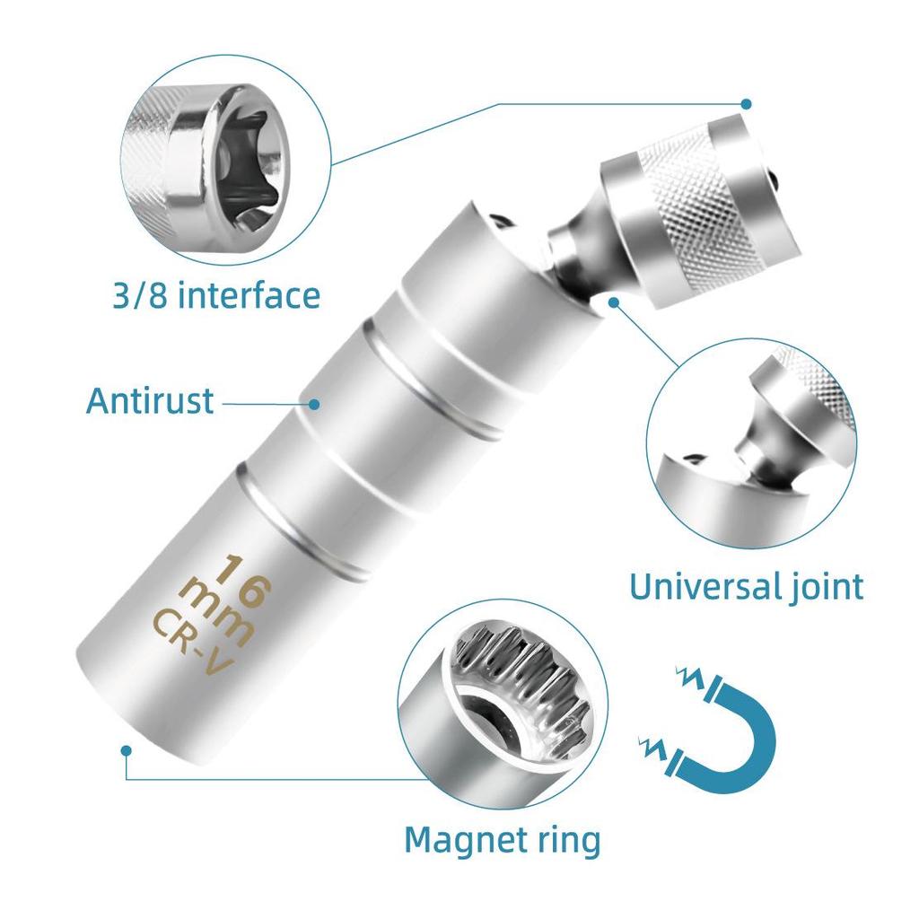 Yubei Magnetic Spark Plug Socket Wrench for 14mm & 16mm Car Auto Repair