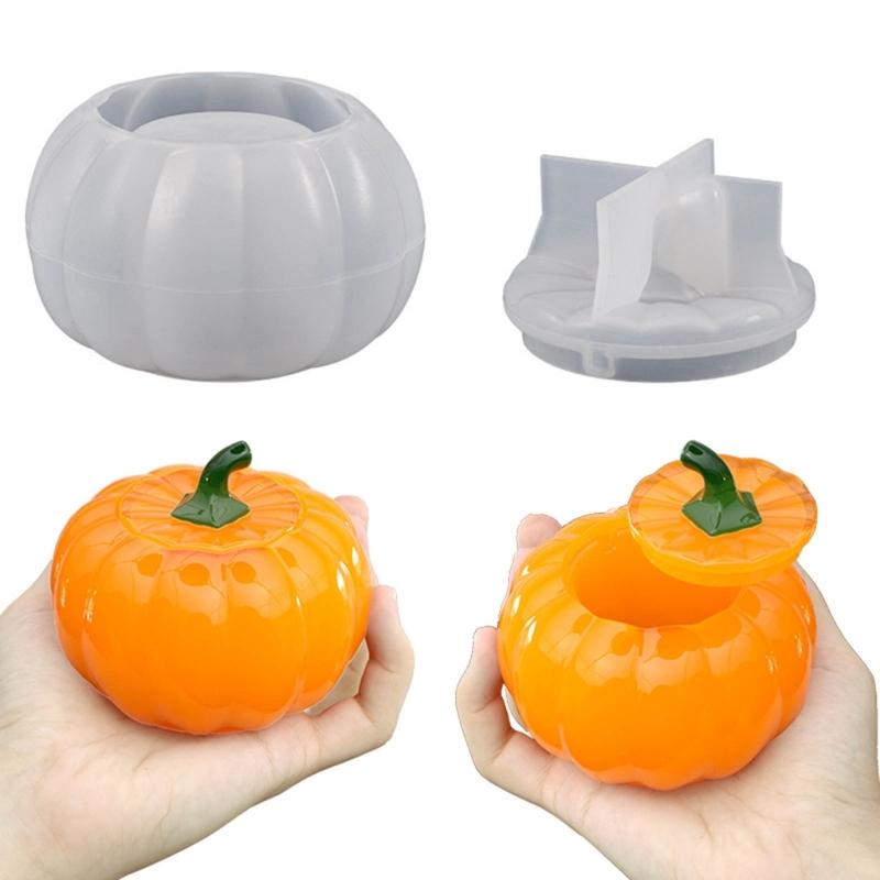 3D Pumpkin Jar Resin Mold Storgae Box with Lid Silicone Molds Storage Container Crystal Epoxy Mould Jewelry Making