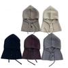 Защитная шерстяная вязаная шапка корейская балаклава женская зимняя теплая шапка шарф интегрированная пара