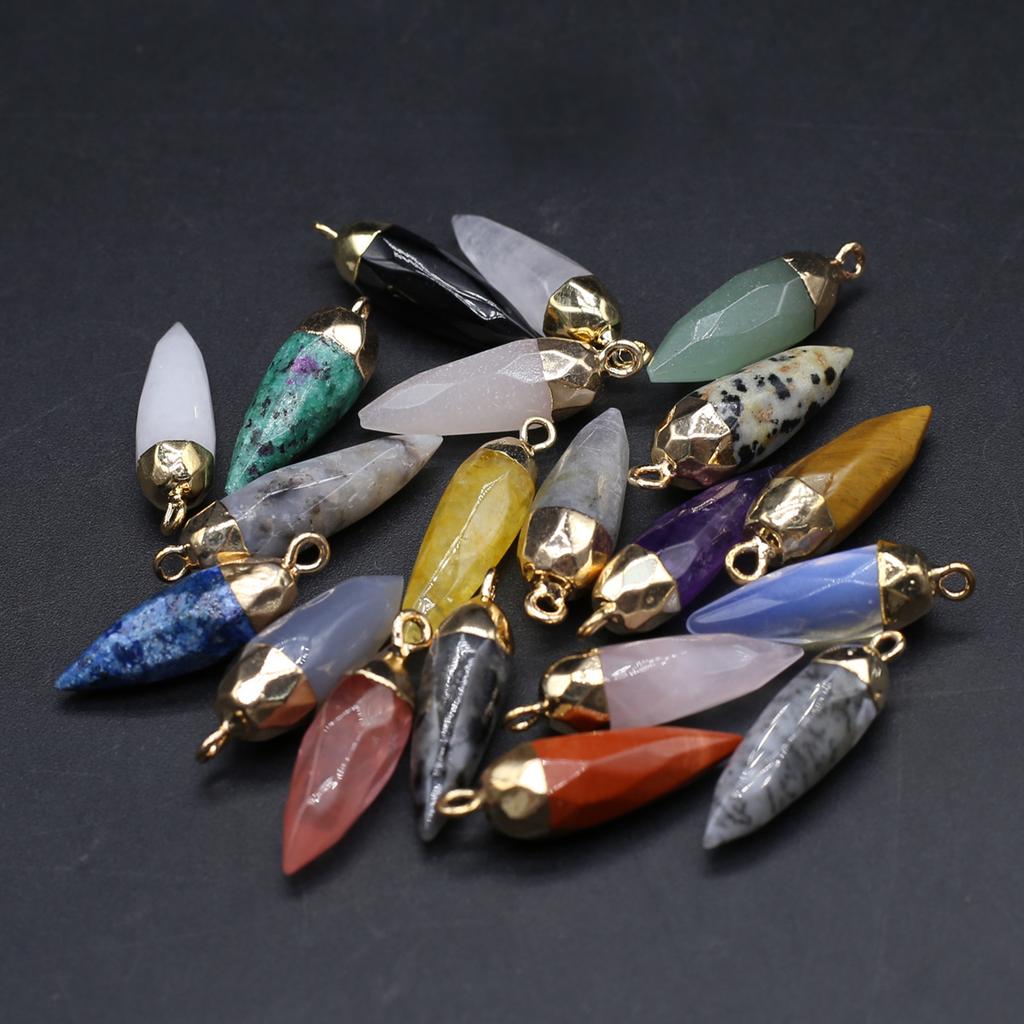 1 шт., ручная резная каменная подвеска в форме пули, подвески из натурального камня и кристаллов для ожерелья «сделай сам», ювелирные аксессуары 27x8 мм