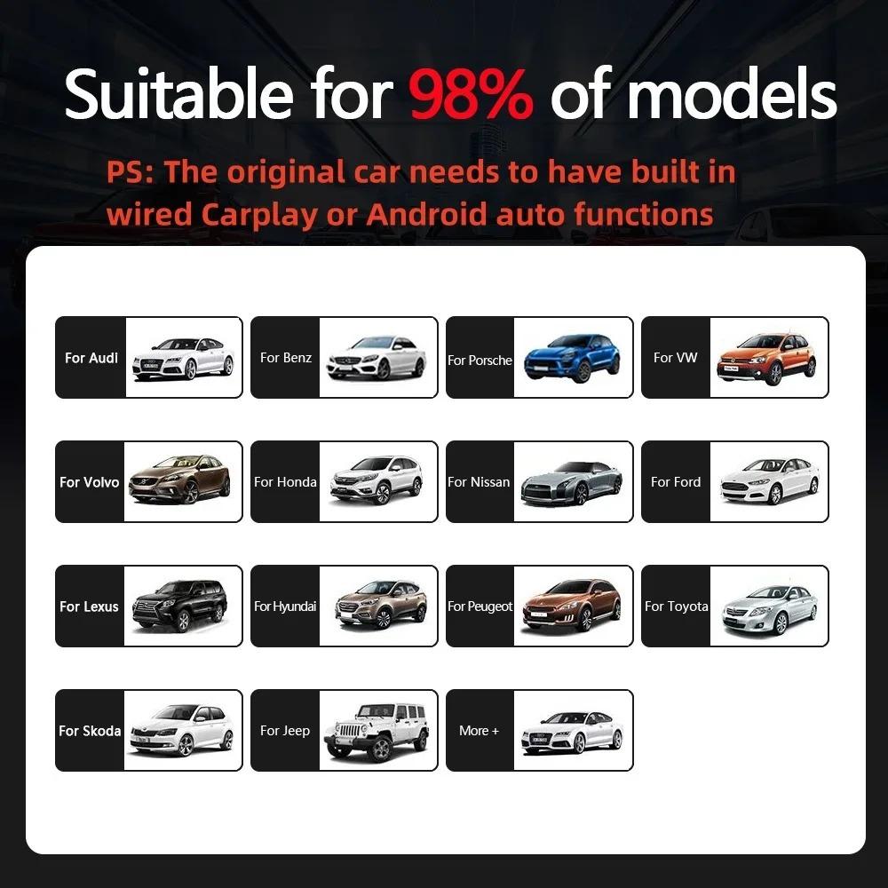 Беспроводной адаптер CarPlay 2 в 1 и беспроводной адаптер Android Auto, Plug and Play для оригинального автомобиля OEM, подключенного к беспроводной смарт-боксу