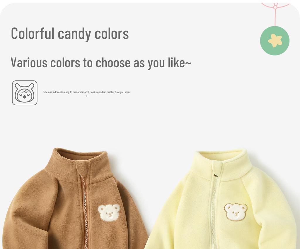 Детская флисовая куртка Jingqi – Уютная весенне-осенняя одежда для мальчиков и девочек