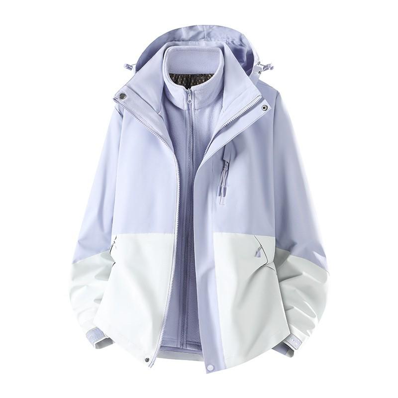 3-in-1 Detachable Waterproof Windproof Fleece Lined Outdoor Jacket Men Women Winter Fall Hiking Camping Skiing