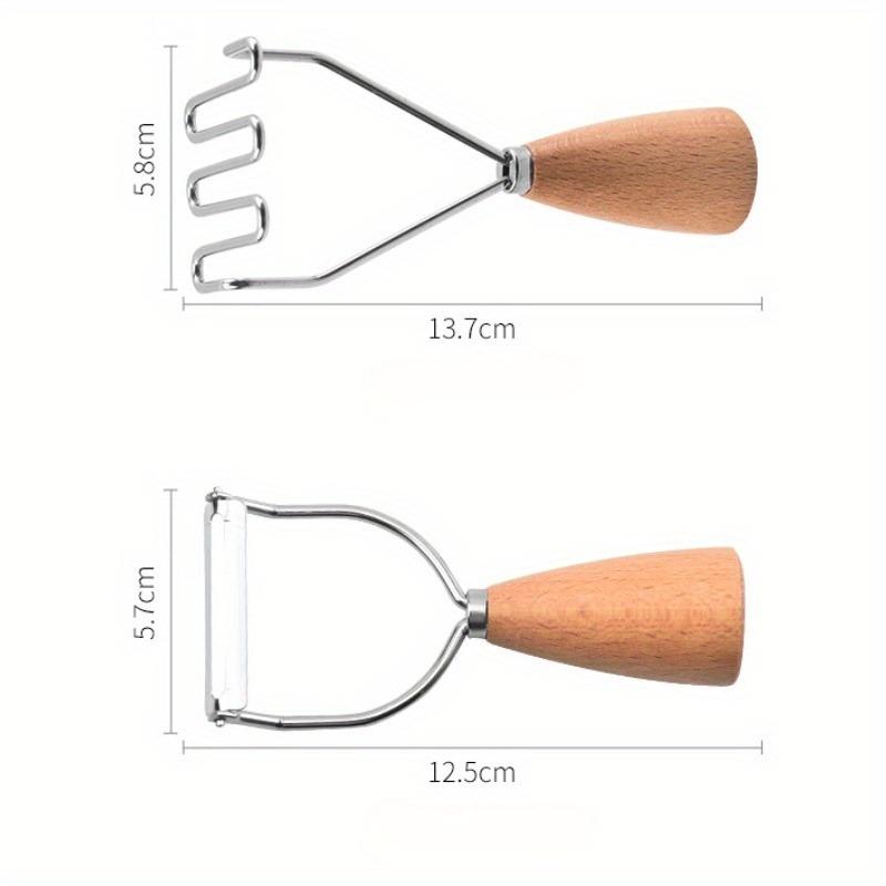 4 шт./набор из нержавеющей стали: дынерезка, сырорезка, овощечистка, деревянная ручка, пресс для картофеля, венчик для взбивания яиц, кухонный инструмент с деревянной ручкой