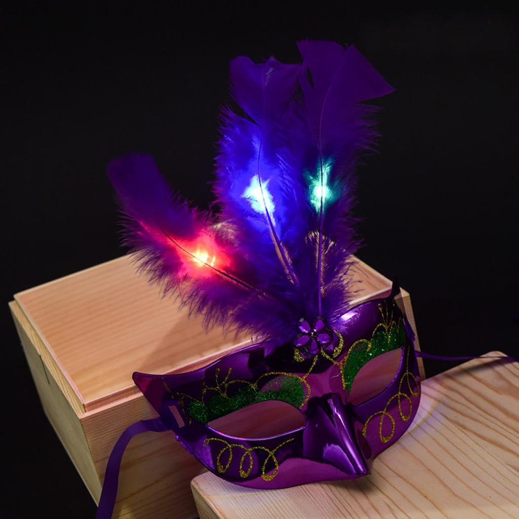 Feather Glow LED Mask Masquerade Masquerade Party Princess Feather Glow Mask Toys