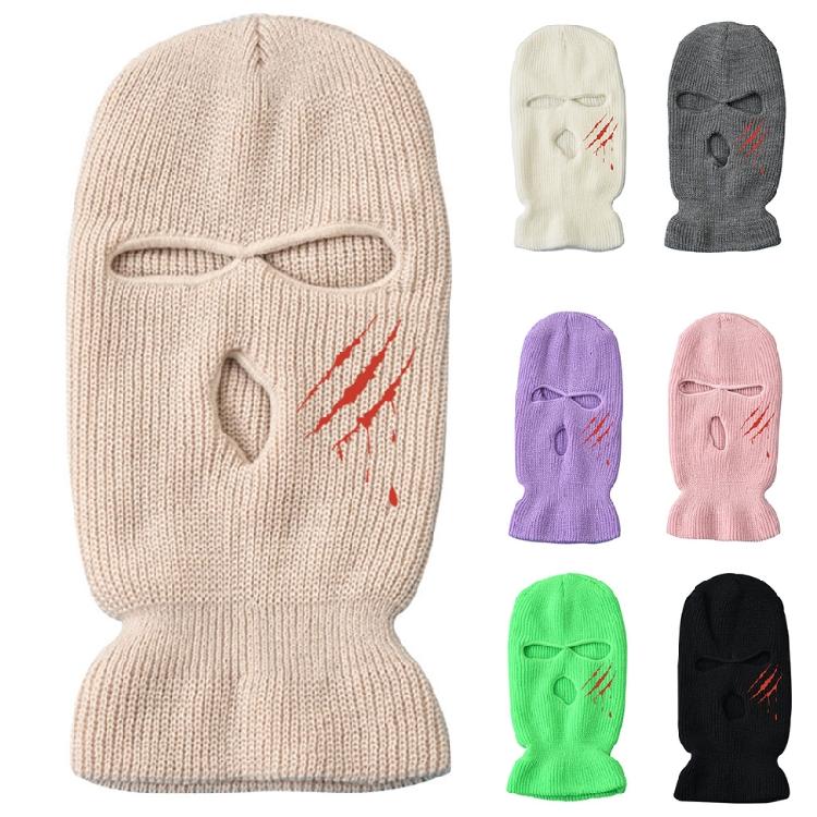Вязаная маска-балаклава с 3 отверстиями, маска на все лицо, теплая, термо, для активного отдыха и спорта