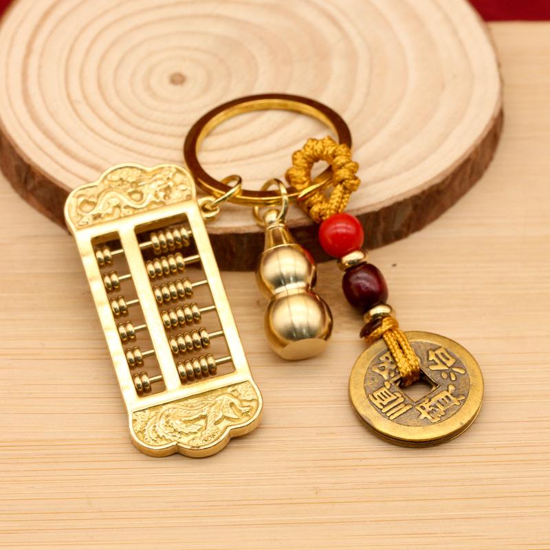 Латунный орнамент-счеты «Дракон и Феникс» - Декор для дома и офиса с активными бусинами для отслеживания ежедневного дохода