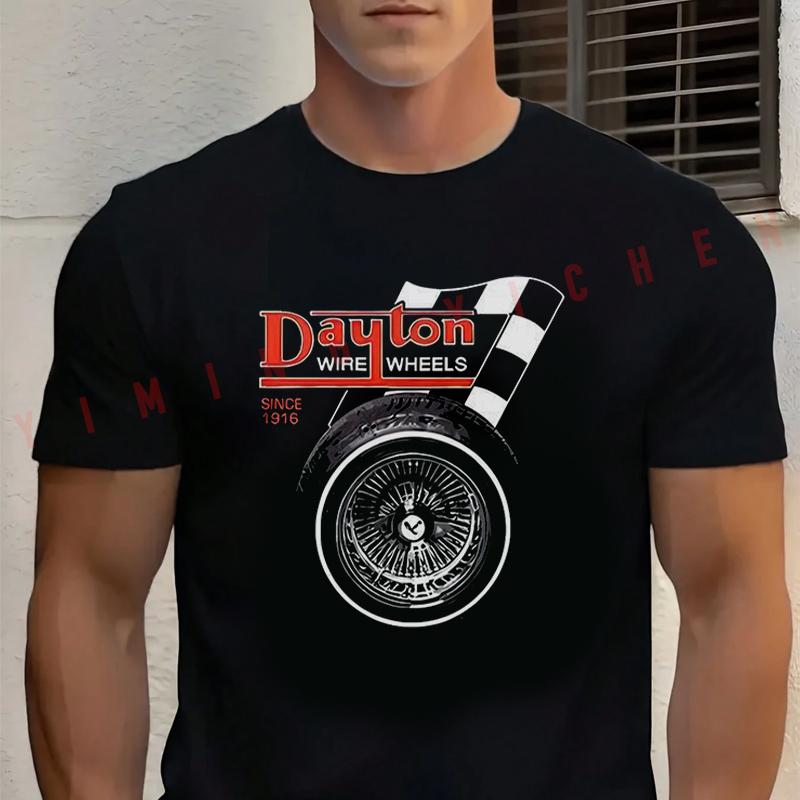 Men T-Shirt Dayton Wire Wheel Lowrider Design Motorcycle Tshirt Moto Cotton O-neck Short Sleeve Fashion Hip Hop Streetwear Tee