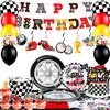 Race Car Birthday Decorations, Race Car Birthday Party Decorations Party Tableware Set Birthday Plates Napkins Balloons Hanging Swirl Etc