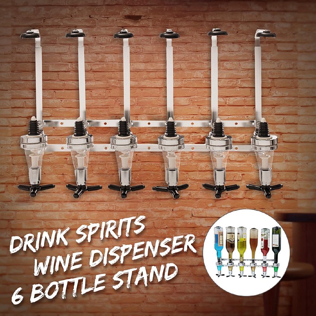 6 Bottles Bar Wine Holder Shots Stand Machine Wall Bracket Wall Mounted Wine Liquor Drinks Dispenser