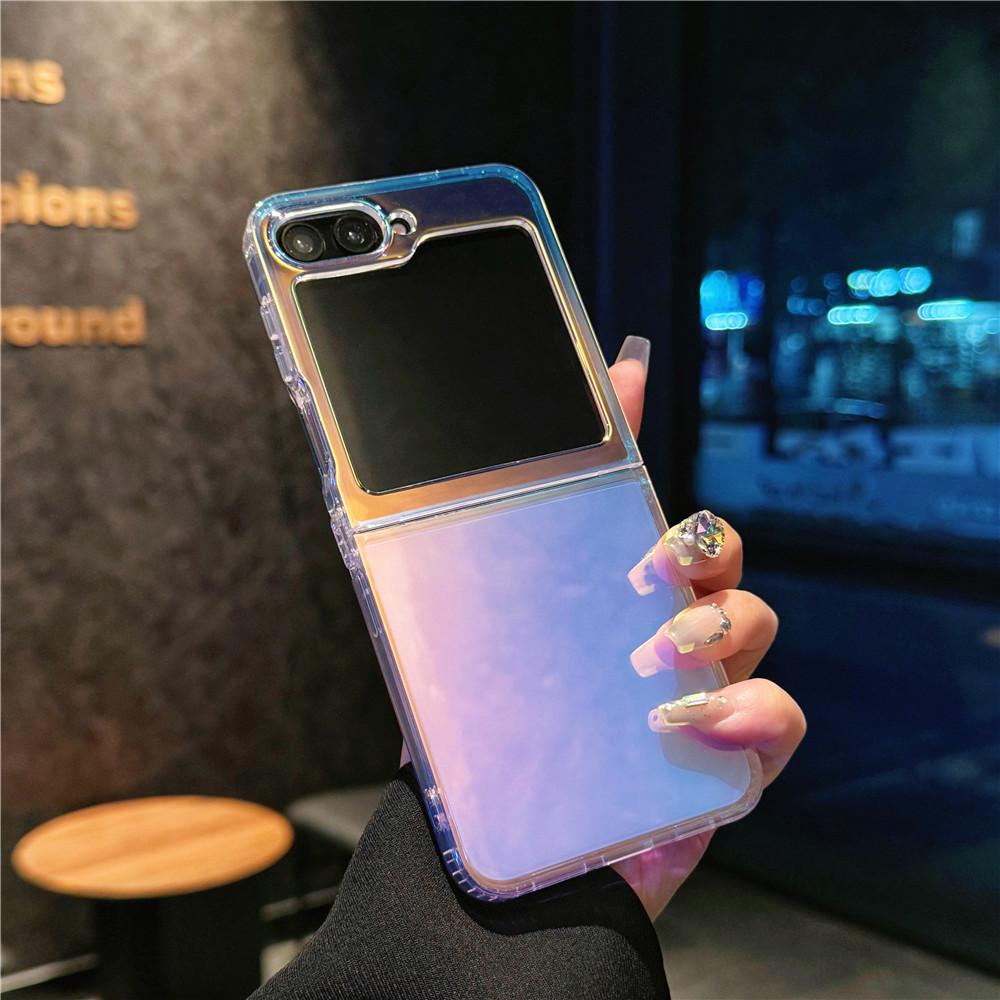 Подходит для чехла для мобильного телефона Samsung Zflip6 Zflip7 Магнитный складной Zflip5 4-го поколения Прозрачный блестящий защитный чехол
