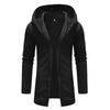 Autumn Men's Casual Mid-Length Solid Color Hooded Long Sleeve Cardigan