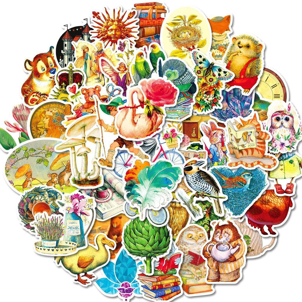 50 New Style Vintage Style Series Decorative Stickers Nordic Style Waterproof Stickers