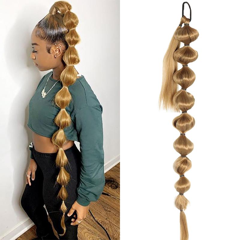 Парик-фонарь с пузырьками и хвостиком 30 дюймов, женский длинный синтетический парик с косичками, натуральный, для ролевых игр на Хэллоуин, вечеринка