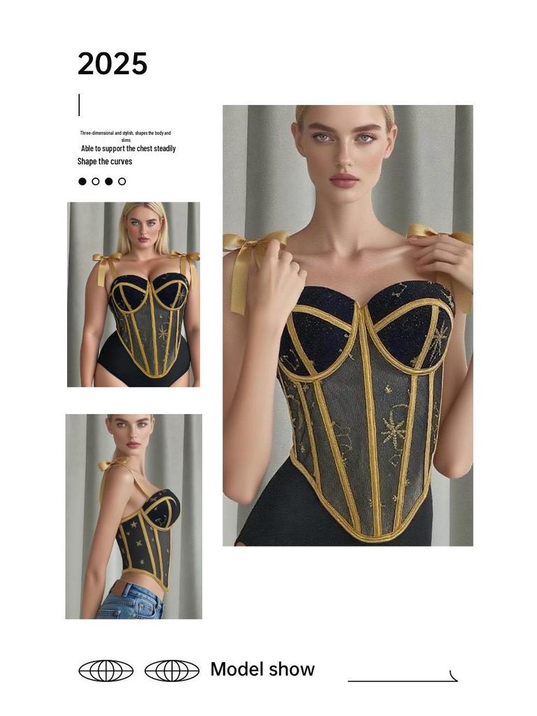Праздничный вышитый утягивающий корсет на косточках - Дизайн для формирования тела и поддержки груди
