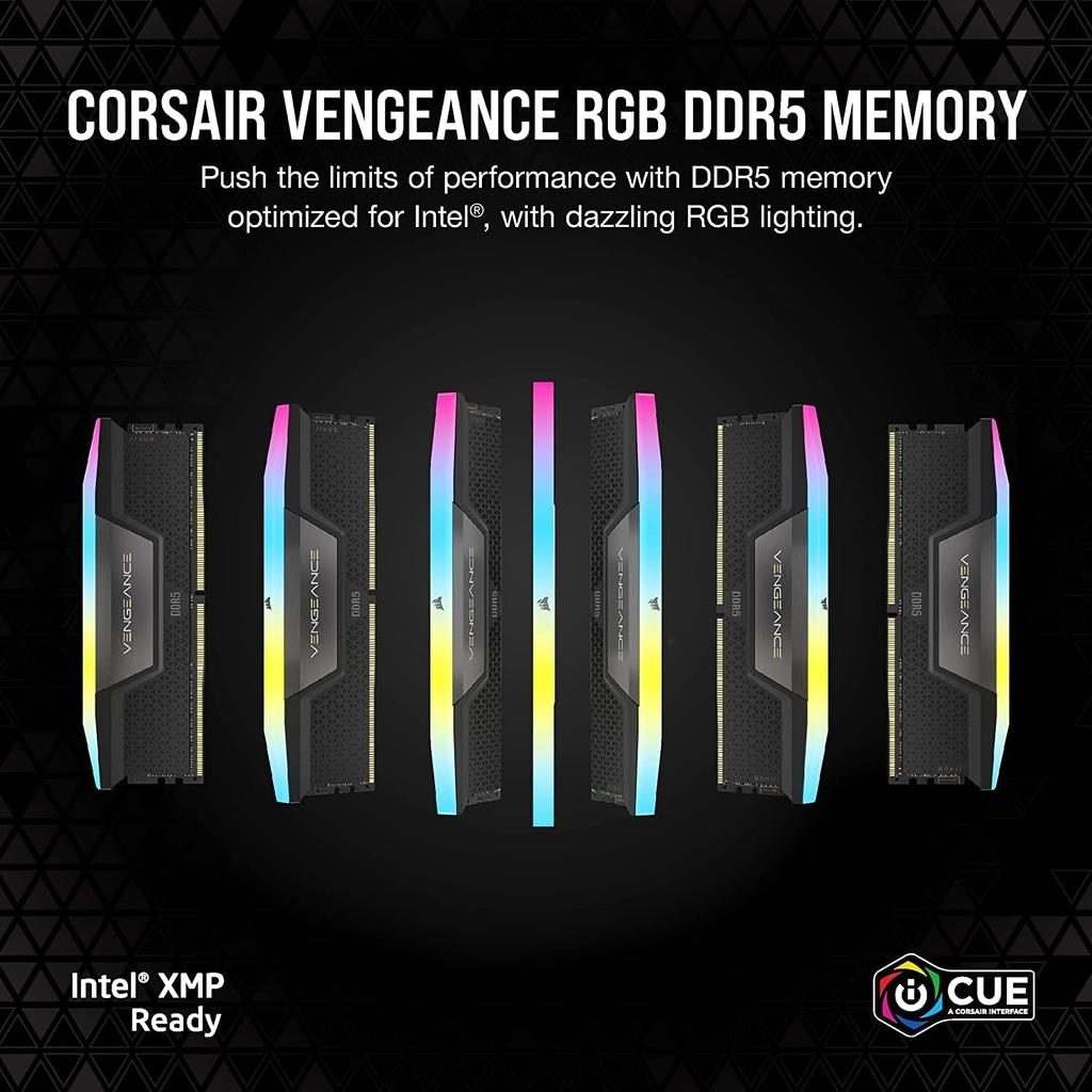 Corsair Память для настольного ПК VENGEANCE RGB DDR5 Series Intel XMP Memory Kit 32 ГБ Black x CMH32GX5M2E6000C36 DDR5-6000 МГц (ПК5-48000) [16 ГБ 2]
