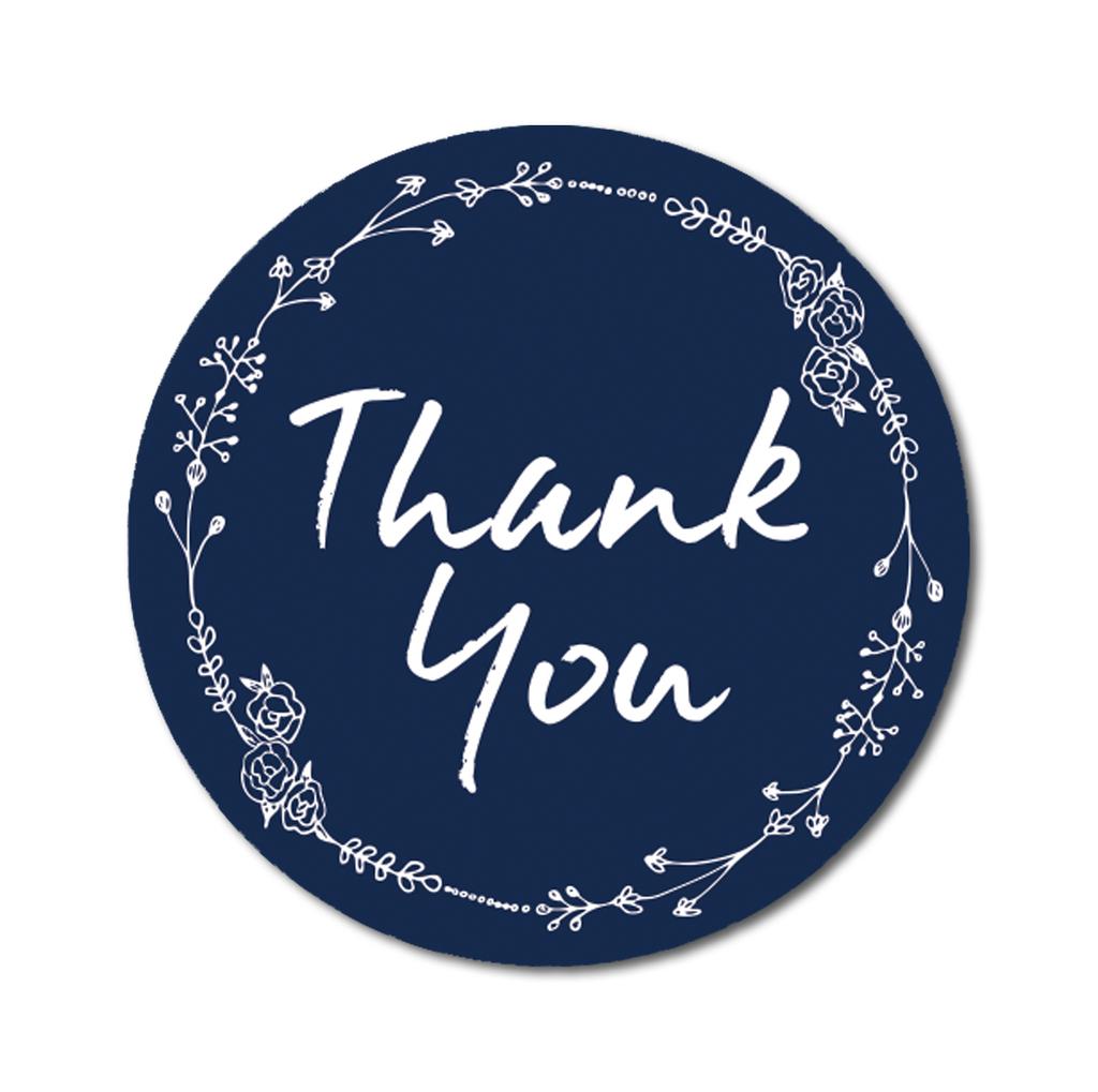 Darling Souvenir 1,6 дюйма круглая роза ручной рисунок цветочный венок черный спасибо наклейки-45