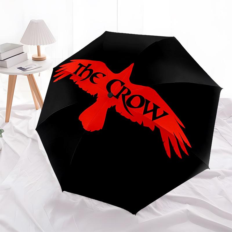 1pc The Crow Automatic Umbrella | Portable Foldable 8-Rib Manual Open, Cute Halloween & Christmas Gift for Outdoor, Casual Accessory, Durable Canopy y