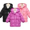 Teen Girls Winter Jacket Long Style Solid Color Letter Print Thick Keep Warm Hooded Coat for Kids Down Cotton Outwear