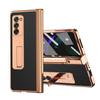 Luxury Plating Stand Folding Leather Case For Samsung Galaxy Z Fold 4 2 Fold4 5g Fold3 Fold2 Fold 3 Pen Screen Protector Cases